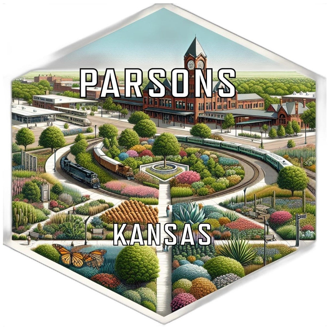 Parsons Kansas Souvenir Travel Destination Die Cut Hexagon Fridge Magnet Image 1