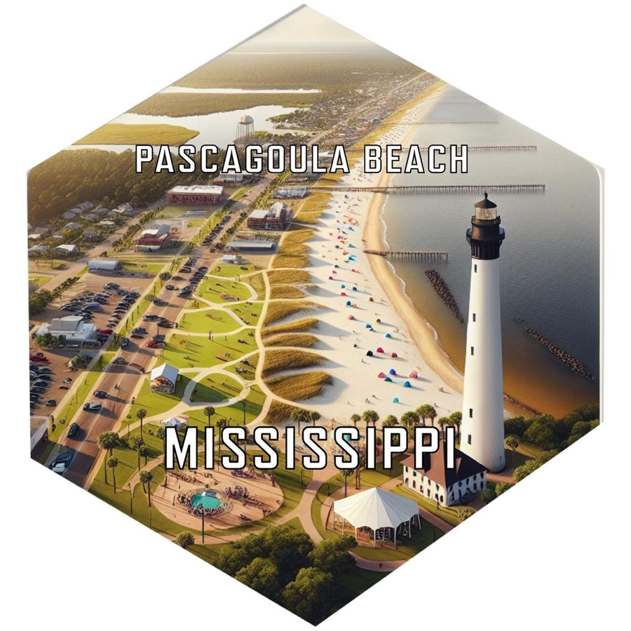 Pascagoula Beach Mississippi Souvenir Travel Destination Die Cut Hexagon Fridge Magnet Image 1