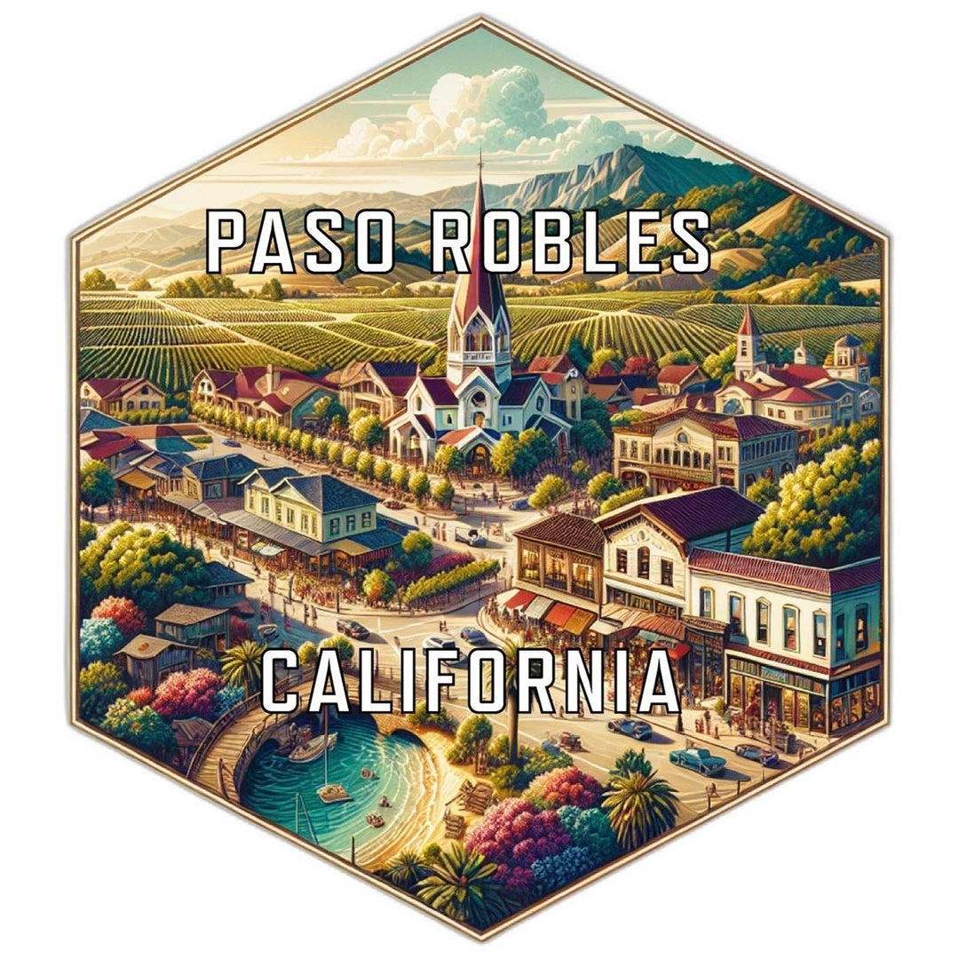 Paso Robles California Souvenir Travel Destination Die Cut Hexagon Fridge Magnet Image 1