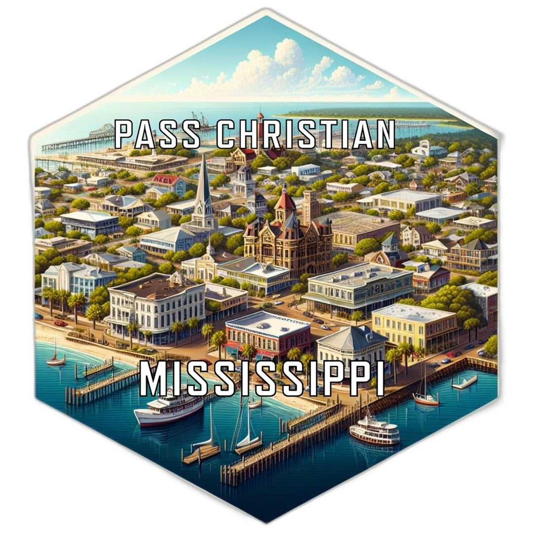 Pass Christian Mississippi Souvenir Travel Destination Die Cut Hexagon Fridge Magnet Image 1