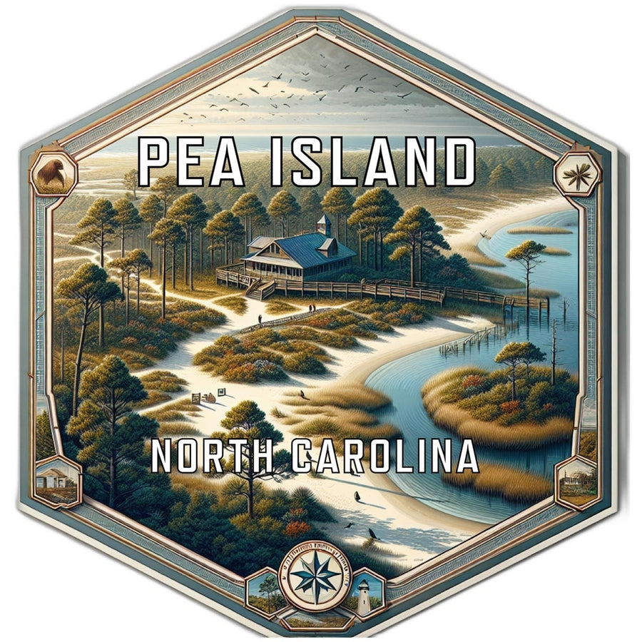 Pea Island North Carolina Souvenir Travel Destination Die Cut Hexagon Fridge Magnet Image 1