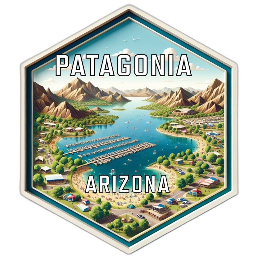 Patagonia Arizona Souvenir Travel Destination Die Cut Hexagon Fridge Magnet Image 1