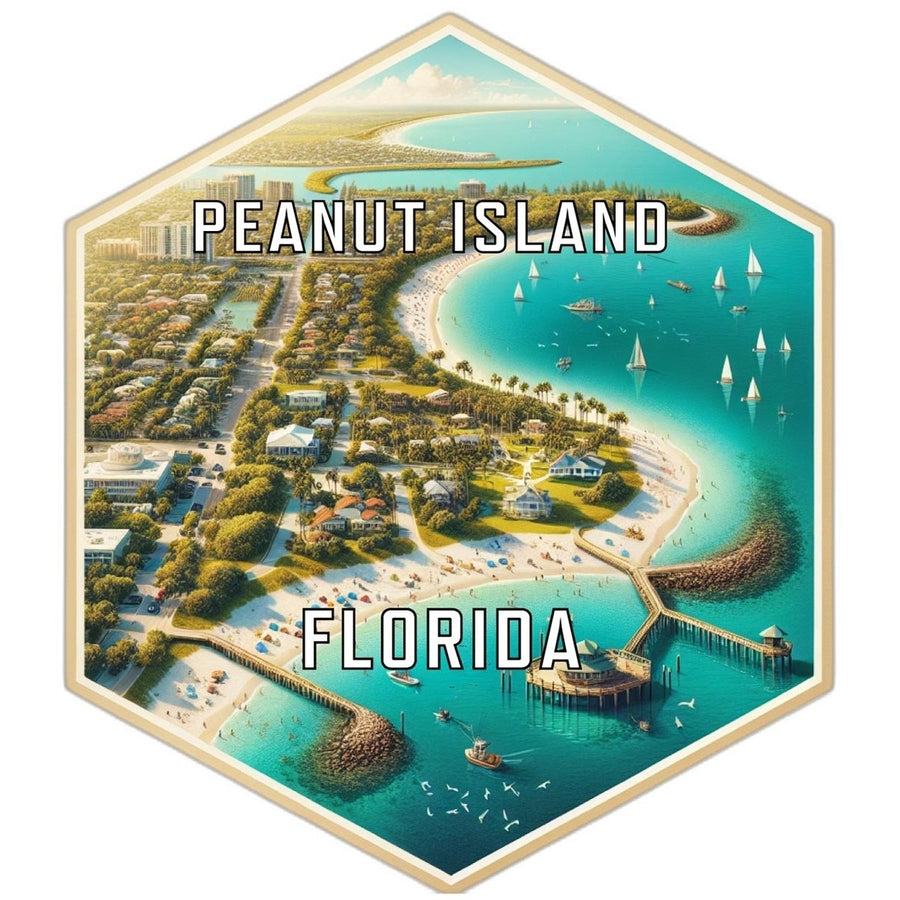 Peanut Island Florida Souvenir Travel Destination Die Cut Hexagon Fridge Magnet Image 1