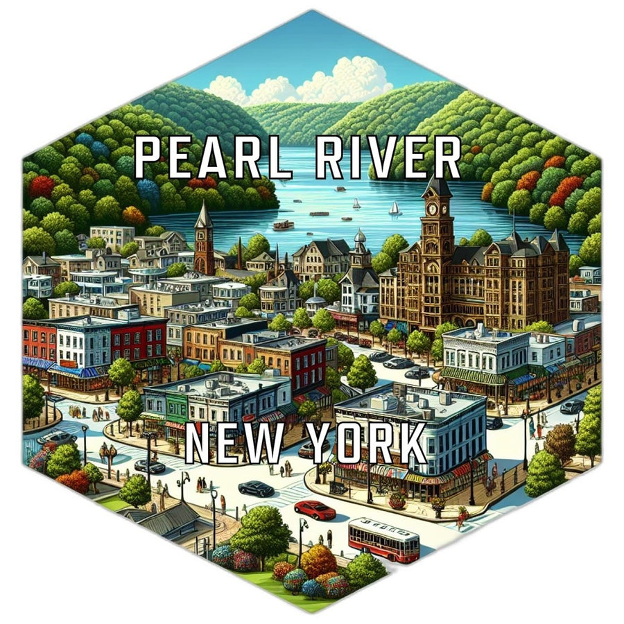 Pearl River York Souvenir Travel Destination Die Cut Hexagon Fridge Magnet Image 1