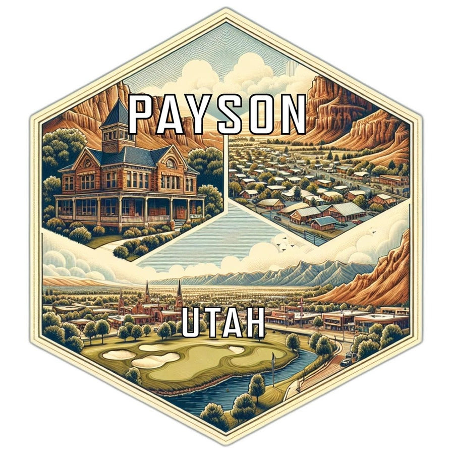 Payson Utah Souvenir Travel Destination Die Cut Hexagon Fridge Magnet Image 1