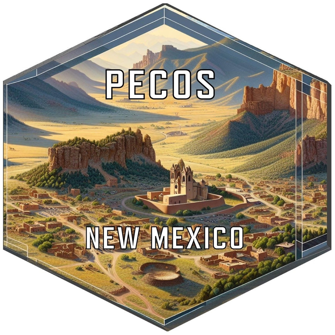 Pecos Mexico Souvenir Travel Destination Die Cut Hexagon Fridge Magnet Image 1