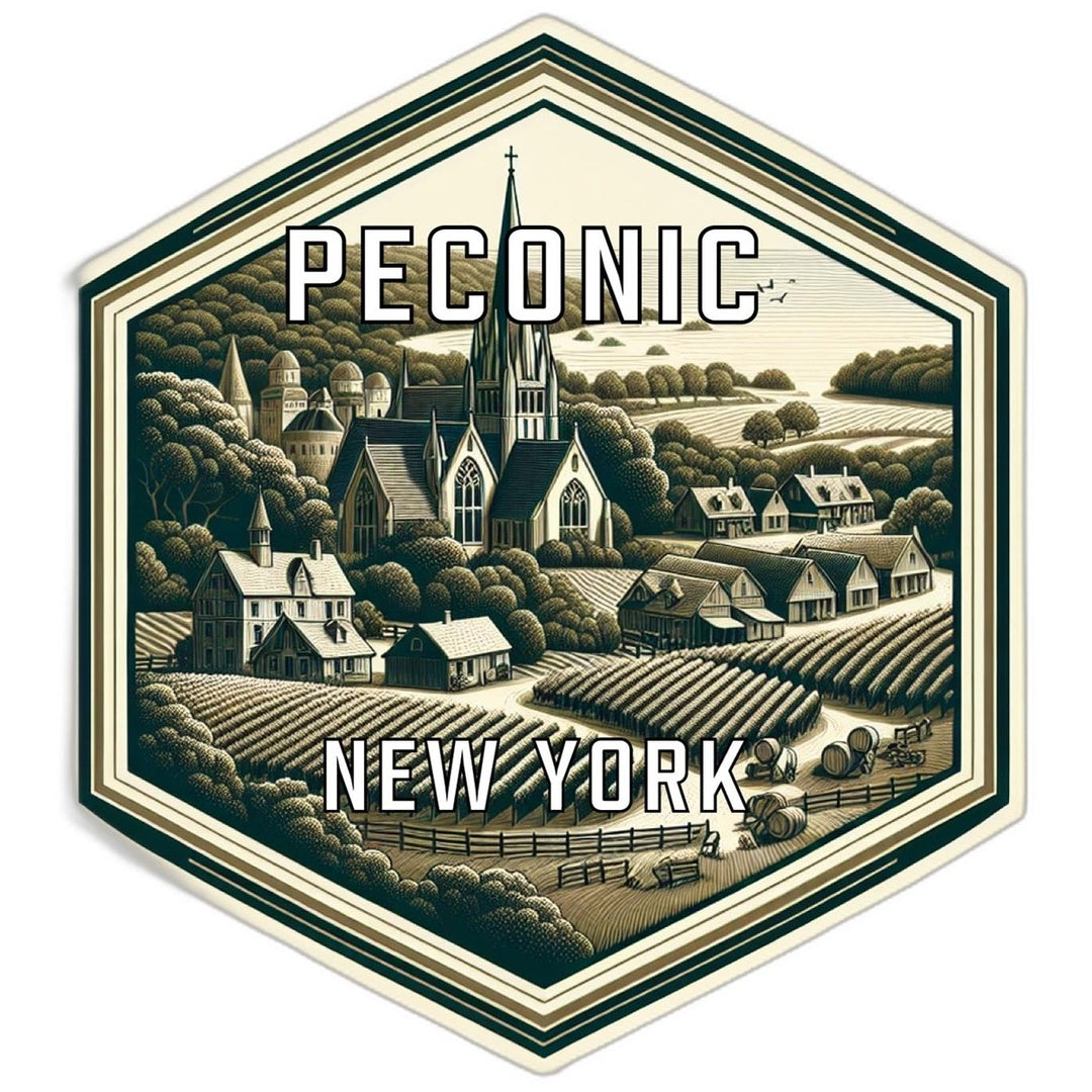 Peconic York Souvenir Travel Destination Die Cut Hexagon Fridge Magnet Image 1