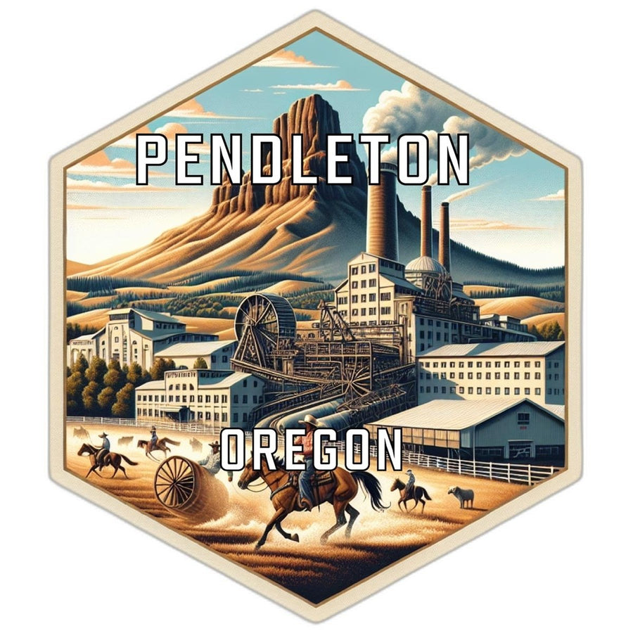 Pendleton Oregon Souvenir Travel Destination Die Cut Hexagon Fridge Magnet Image 1