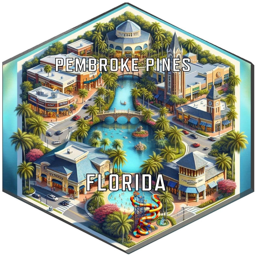 Pembroke Pines Florida Souvenir Travel Destination Die Cut Hexagon Fridge Magnet Image 1