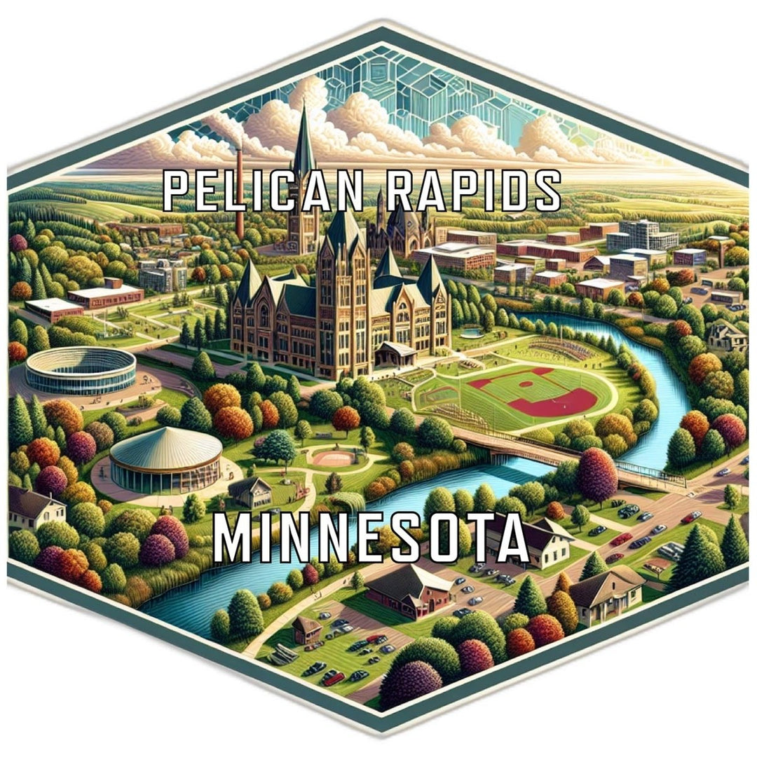 Pelican Rapids Minnesota Souvenir Travel Destination Die Cut Hexagon Fridge Magnet Image 1