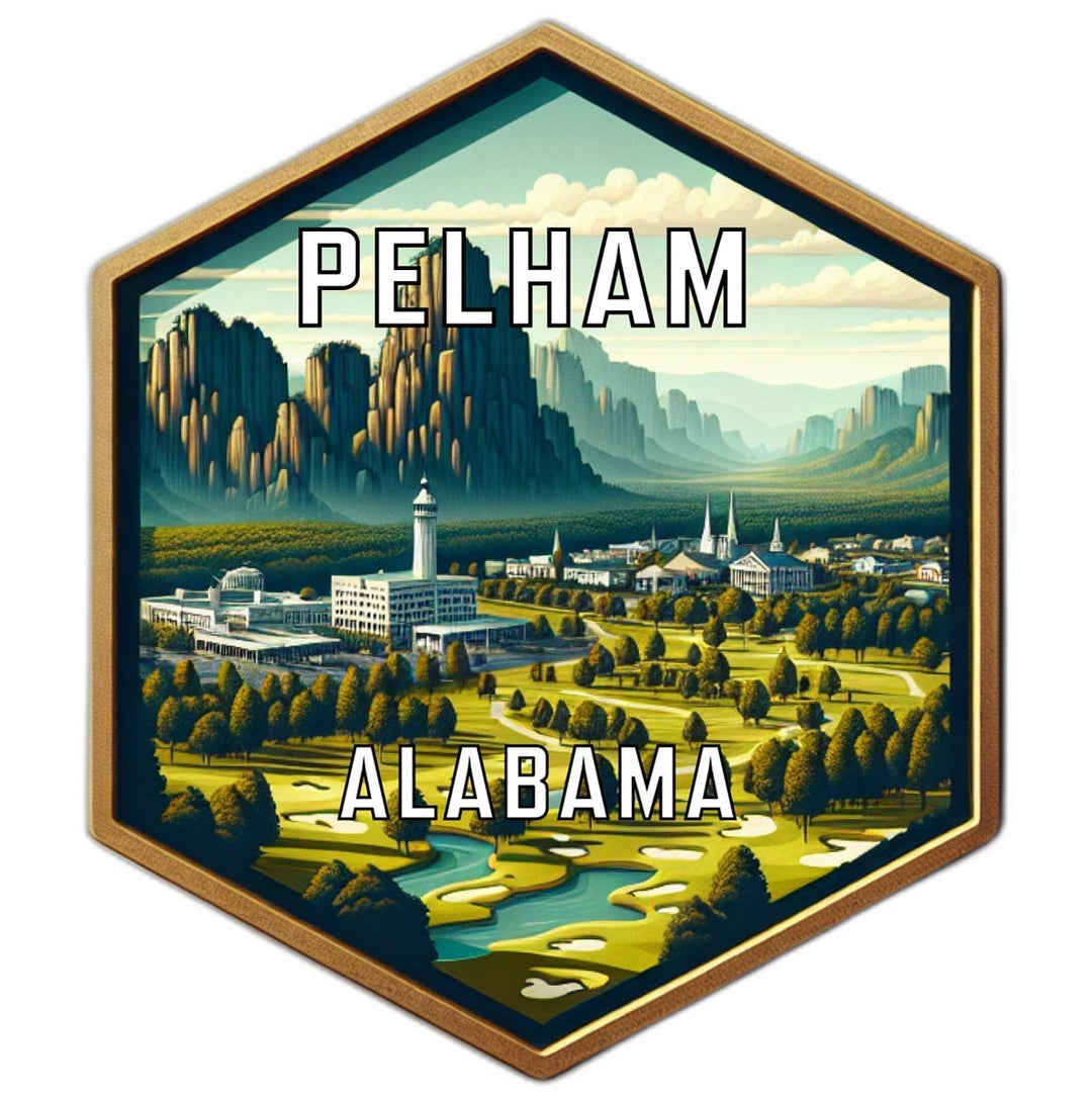 Pelham Alabama Souvenir Travel Destination Die Cut Hexagon Fridge Magnet Image 1