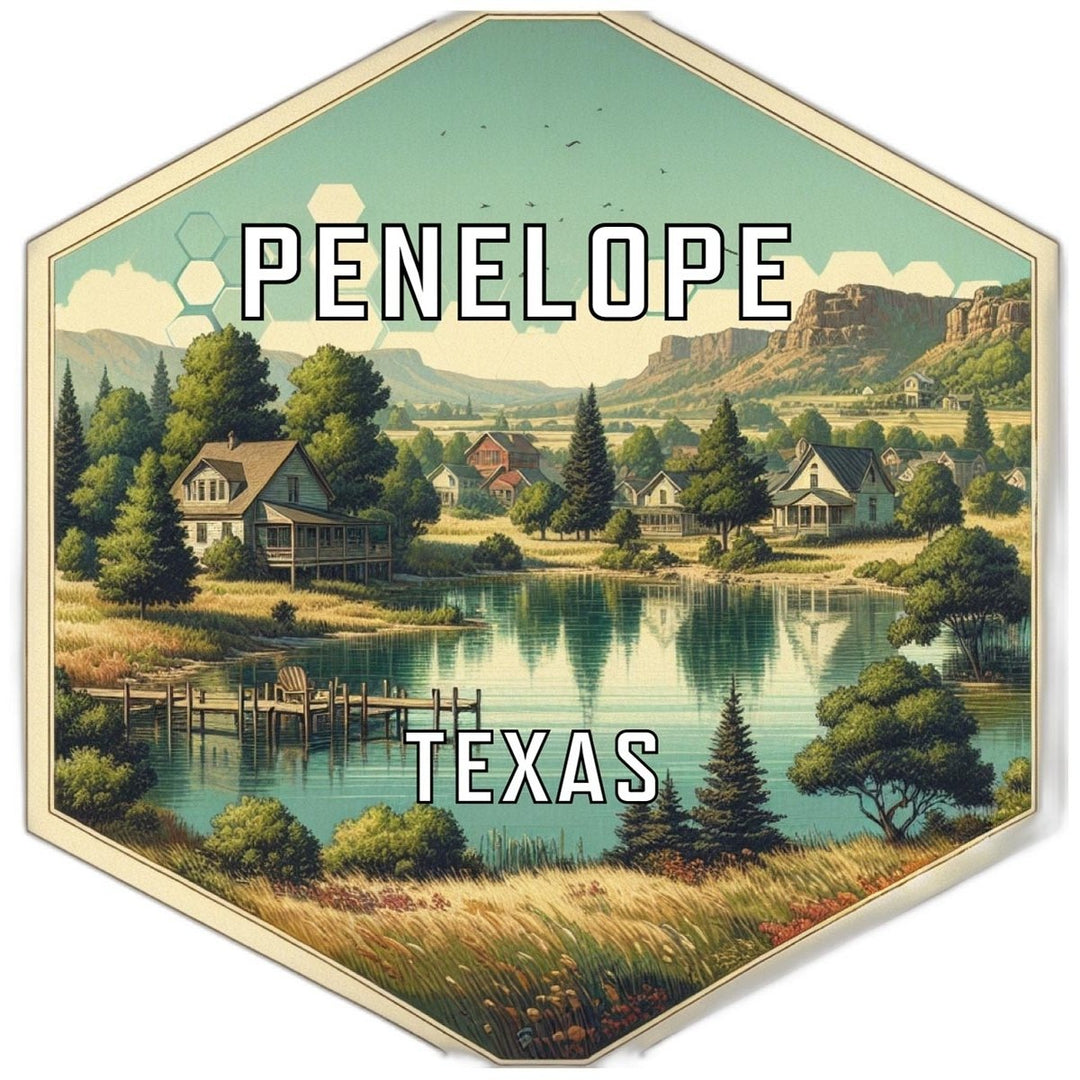 Penelope Texas Souvenir Travel Destination Die Cut Hexagon Fridge Magnet Image 1