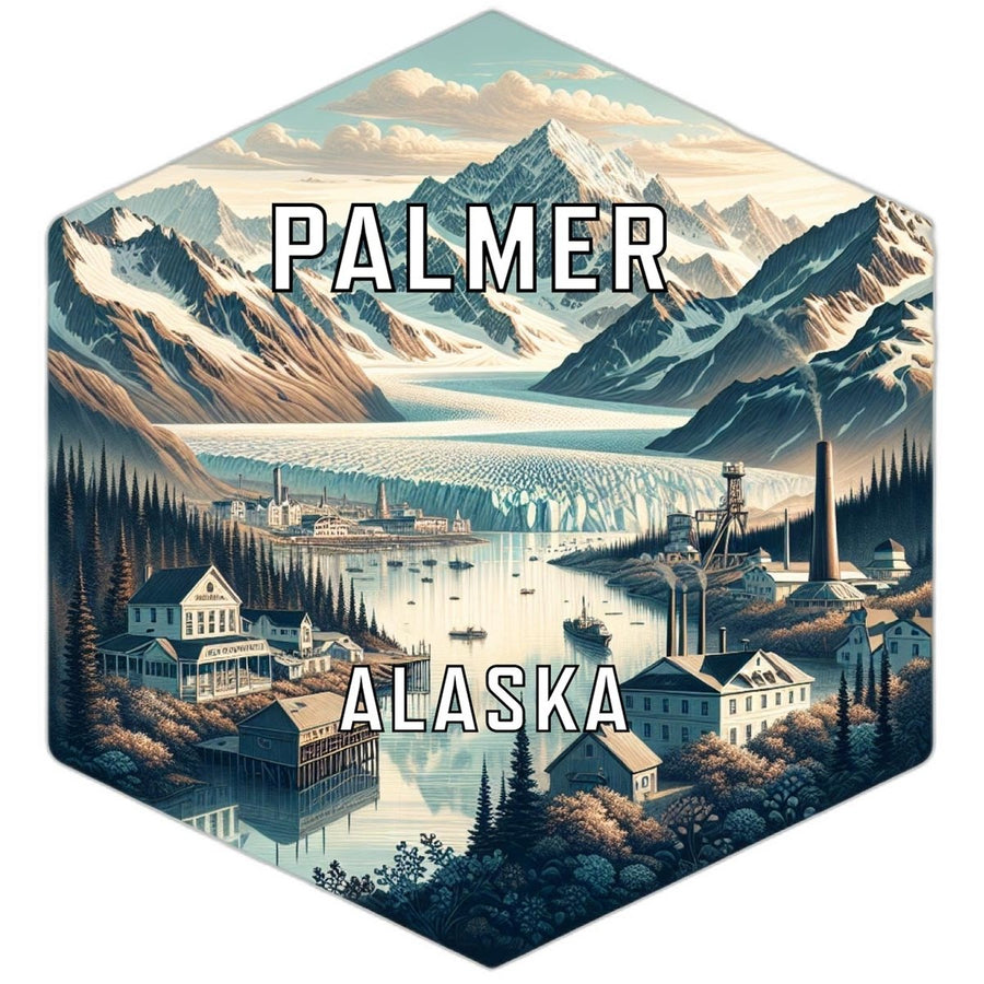 Palmer Alaska Souvenir Travel Destination Die Cut Hexagon Fridge Magnet Image 1