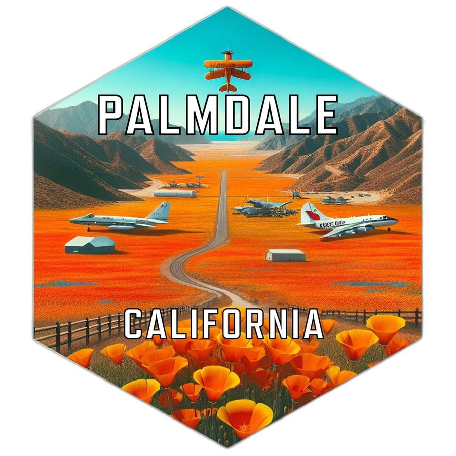 Palmdale California Souvenir Travel Destination Die Cut Hexagon Fridge Magnet Image 1