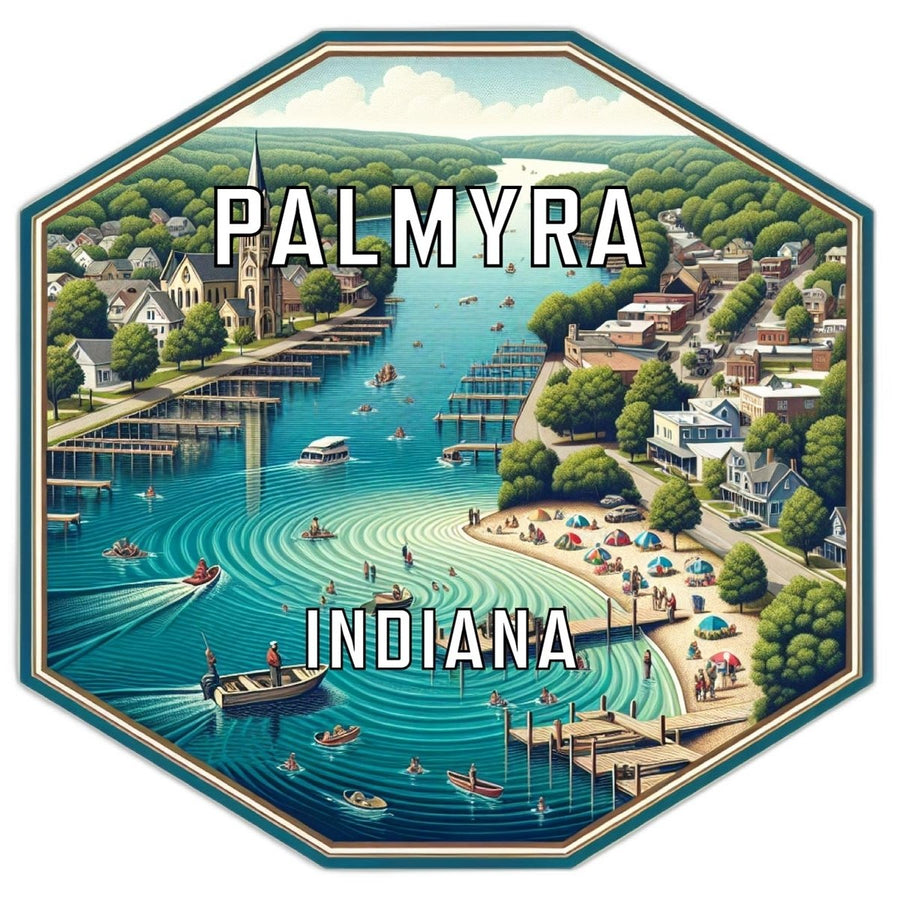 Palmyra Indiana Souvenir Travel Destination Die Cut Hexagon Fridge Magnet Image 1