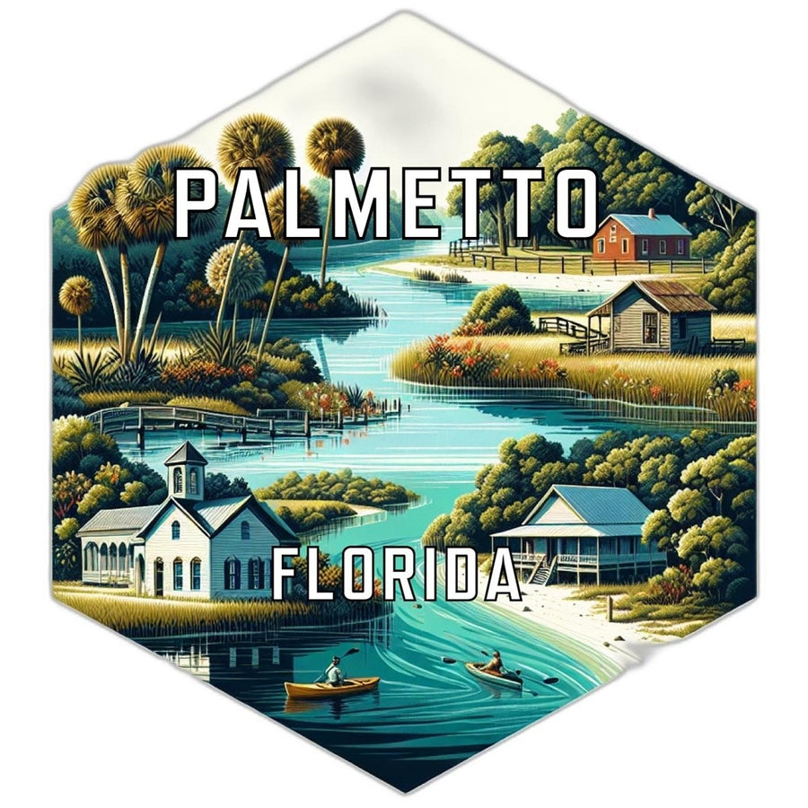 Palmetto Florida Souvenir Travel Destination Die Cut Hexagon Fridge Magnet Image 1