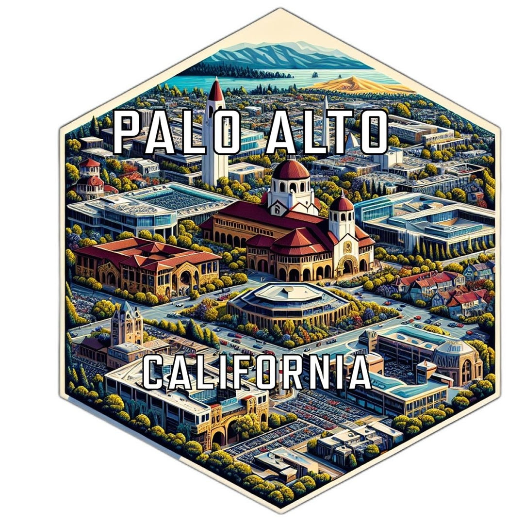 Palo Alto California Souvenir Travel Destination Die Cut Hexagon Fridge Magnet Image 1