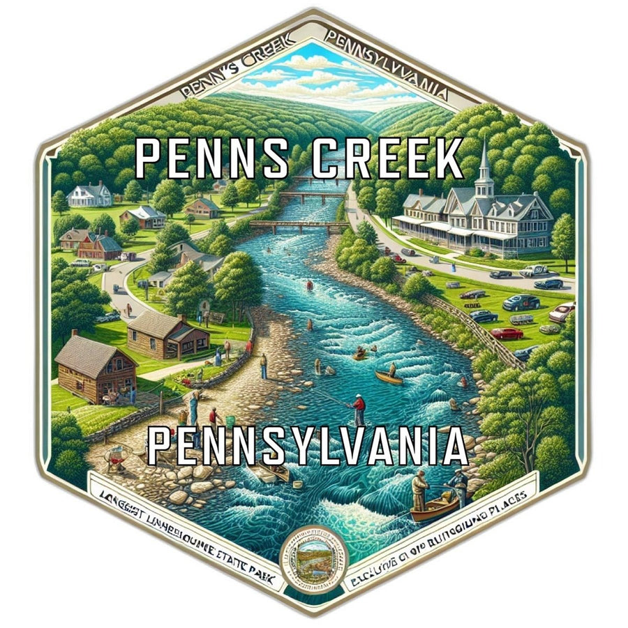 Penns Creek Pennsylvania Souvenir Travel Destination Die Cut Hexagon Fridge Magnet Image 1