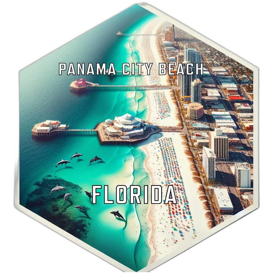 Panama City Beach Florida Souvenir Travel Destination Die Cut Hexagon Fridge Magnet Image 1