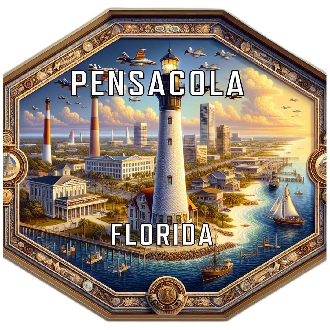 Pensacola Florida Souvenir Travel Destination Die Cut Hexagon Fridge Magnet Image 1