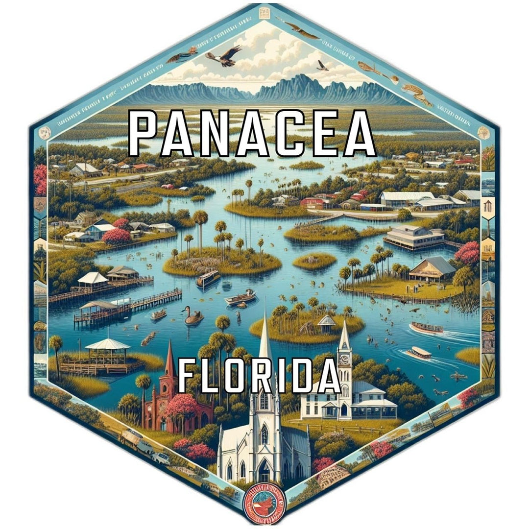 Panacea Florida Souvenir Travel Destination Die Cut Hexagon Fridge Magnet Image 1