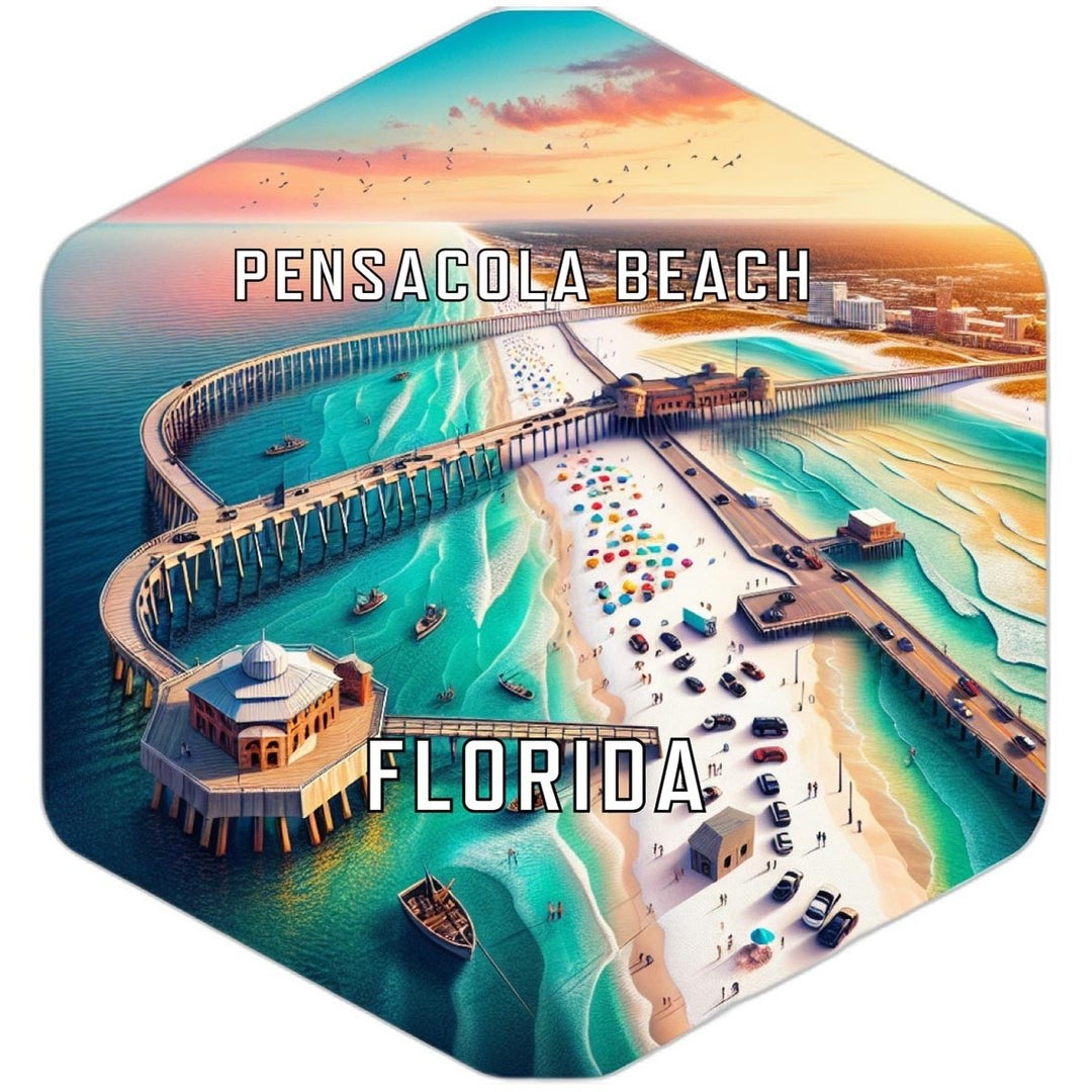 Pensacola Beach Florida Souvenir Travel Destination Die Cut Hexagon Fridge Magnet Image 1