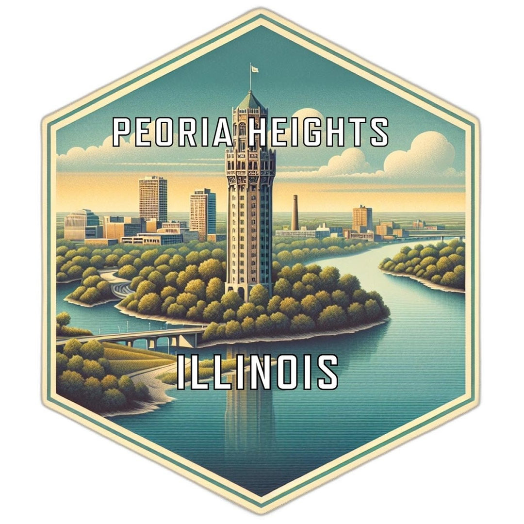 Peoria Heights Illinois Souvenir Travel Destination Die Cut Hexagon Fridge Magnet Image 1