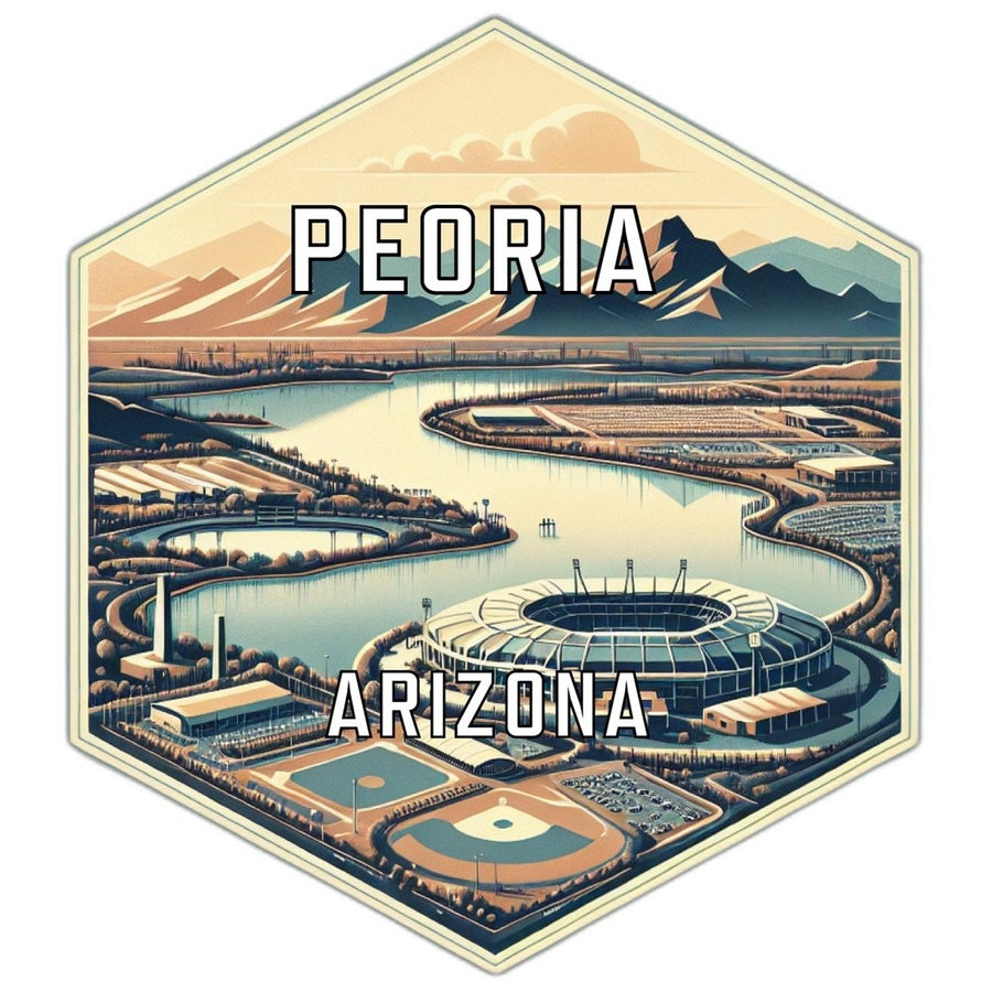 Peoria Arizona Souvenir Travel Destination Die Cut Hexagon Fridge Magnet Image 1