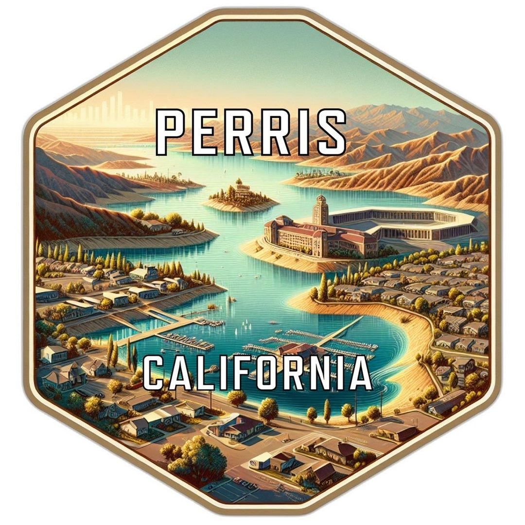 Perris California Souvenir Travel Destination Die Cut Hexagon Fridge Magnet Image 1