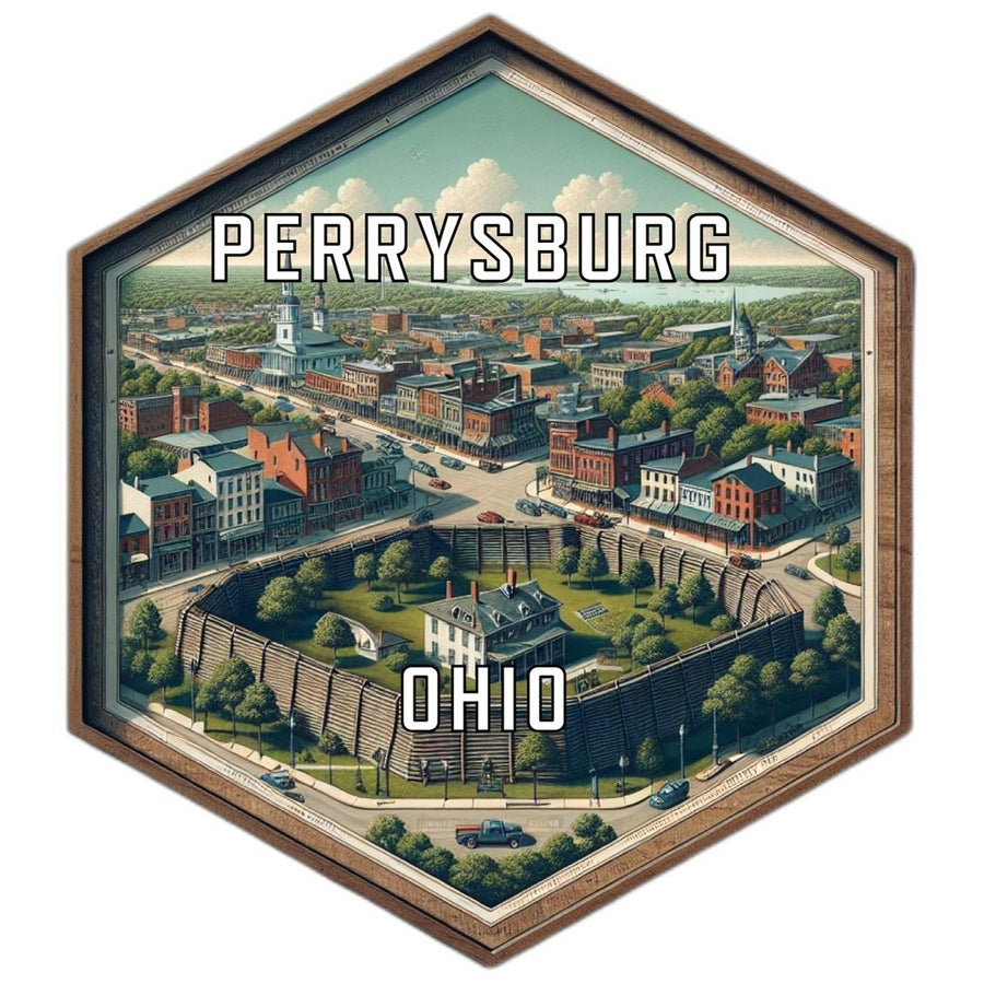 Perrysburg Ohio Souvenir Travel Destination Die Cut Hexagon Fridge Magnet Image 1