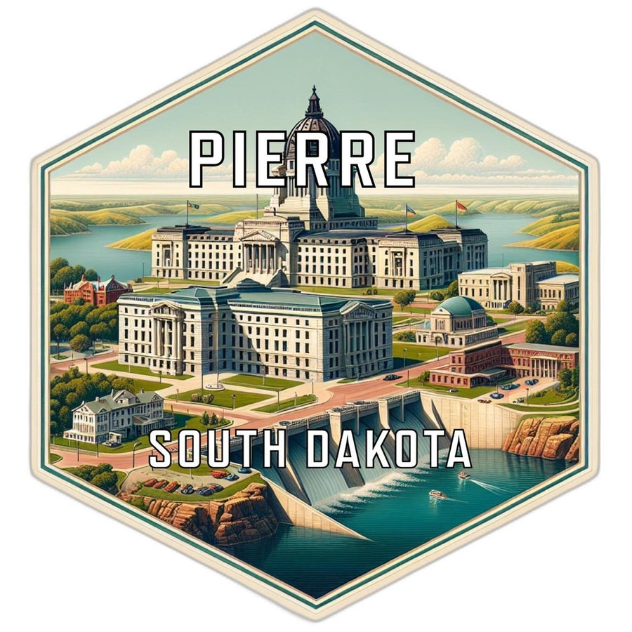 Pierre South Dakota Souvenir Travel Destination Die Cut Hexagon Fridge Magnet Image 1