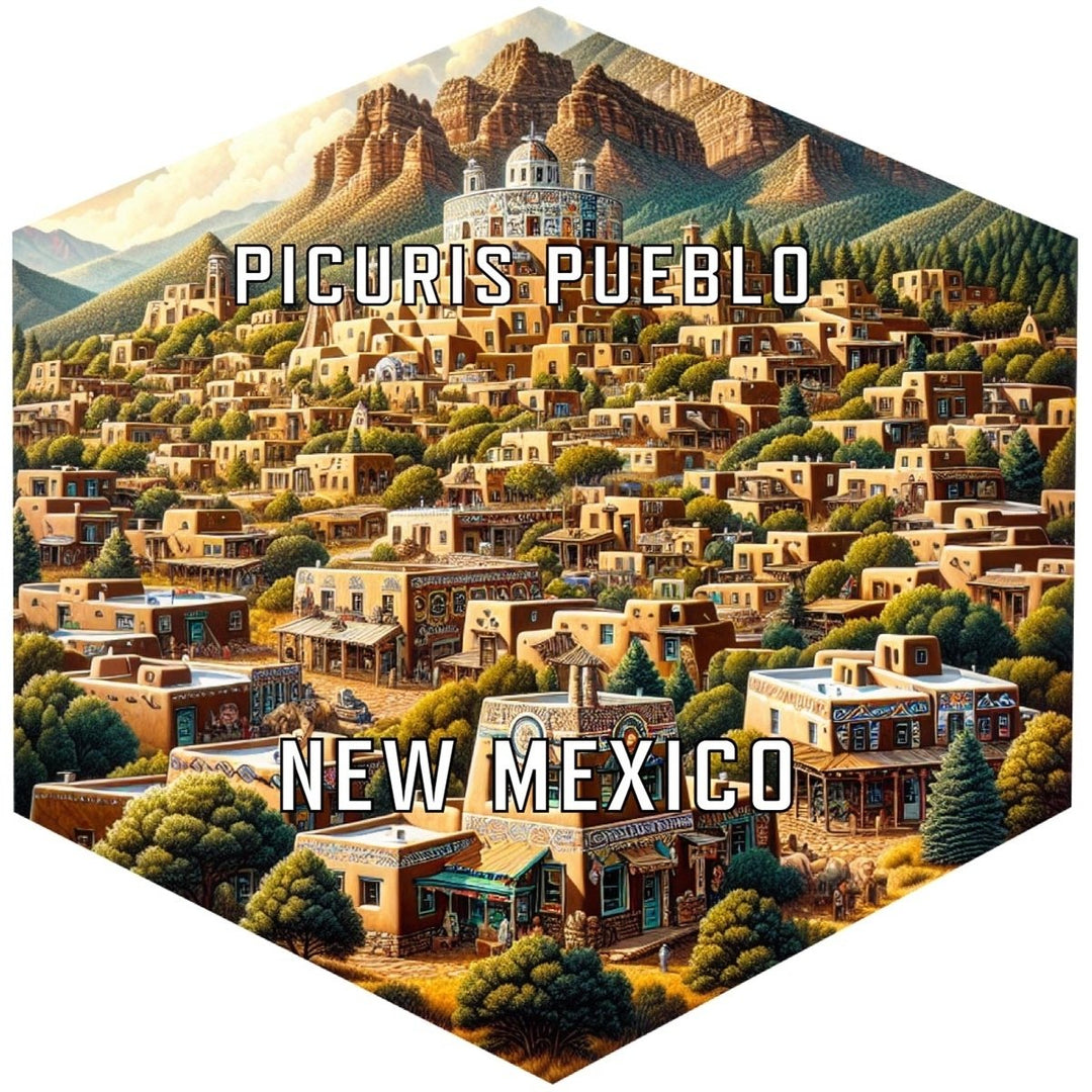 Picuris Pueblo Mexico Souvenir Travel Destination Die Cut Hexagon Fridge Magnet Image 1