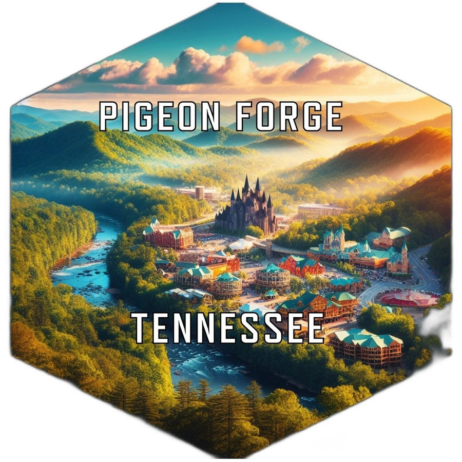 Pigeon Forge Tennessee Souvenir Travel Destination Die Cut Hexagon Fridge Magnet Image 1