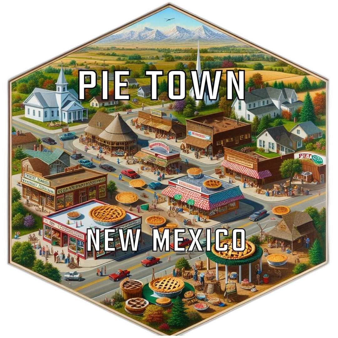 Pie Town Mexico Souvenir Travel Destination Die Cut Hexagon Fridge Magnet Image 1