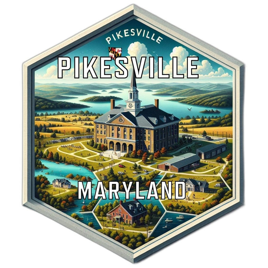 Pikesville Maryland Souvenir Travel Destination Die Cut Hexagon Fridge Magnet Image 1