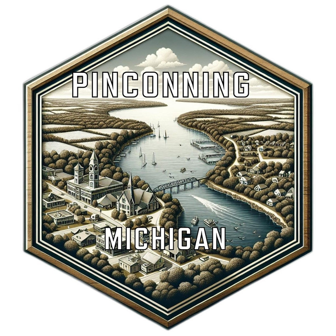 Pinconning Michigan Souvenir Travel Destination Die Cut Hexagon Fridge Magnet Image 1