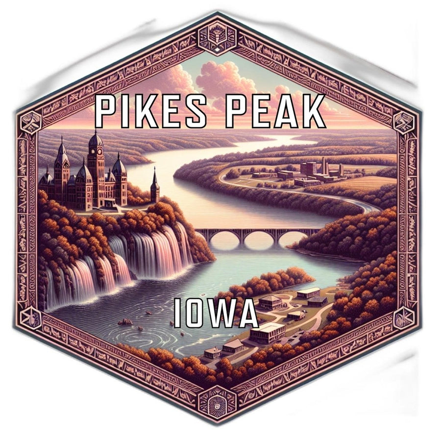 Pikes Peak Iowa Souvenir Travel Destination Die Cut Hexagon Fridge Magnet Image 1