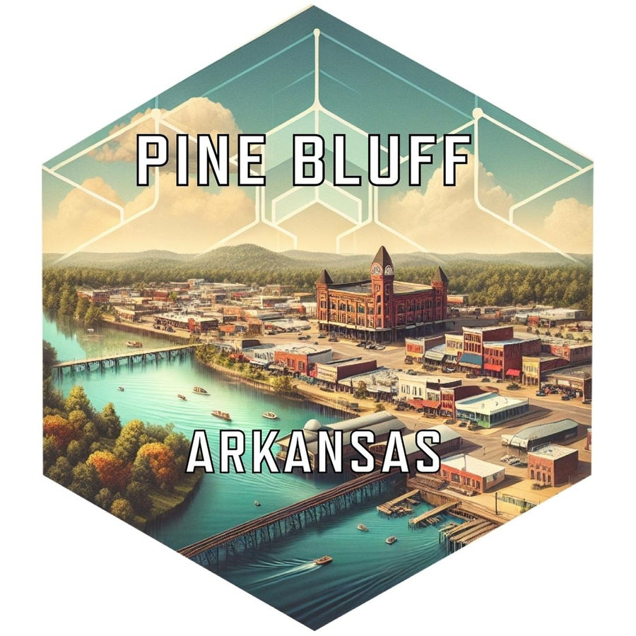 Pine Bluff Arkansas Souvenir Travel Destination Die Cut Hexagon Fridge Magnet Image 1