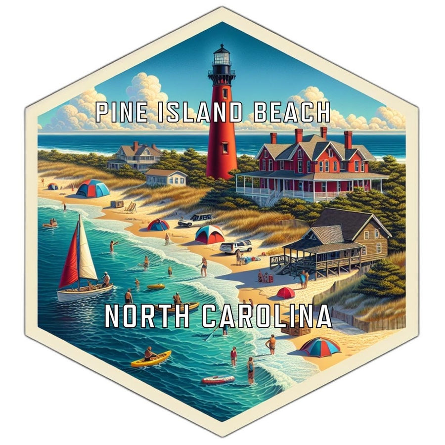 Pine Island Beach North Carolina Souvenir Travel Destination Die Cut Hexagon Fridge Magnet Image 1