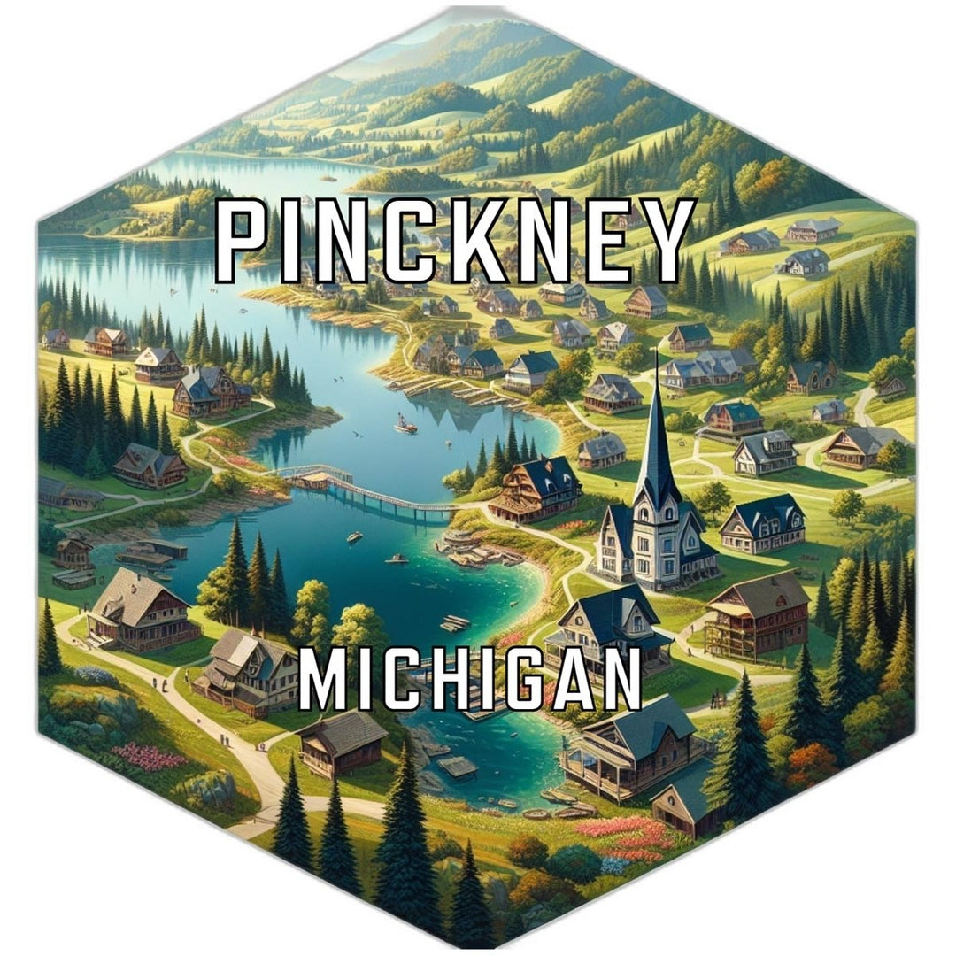 Pinckney Michigan Souvenir Travel Destination Die Cut Hexagon Fridge Magnet Image 1