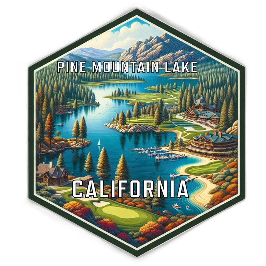 Pine Mountain Lake California Souvenir Travel Destination Die Cut Hexagon Fridge Magnet Image 1