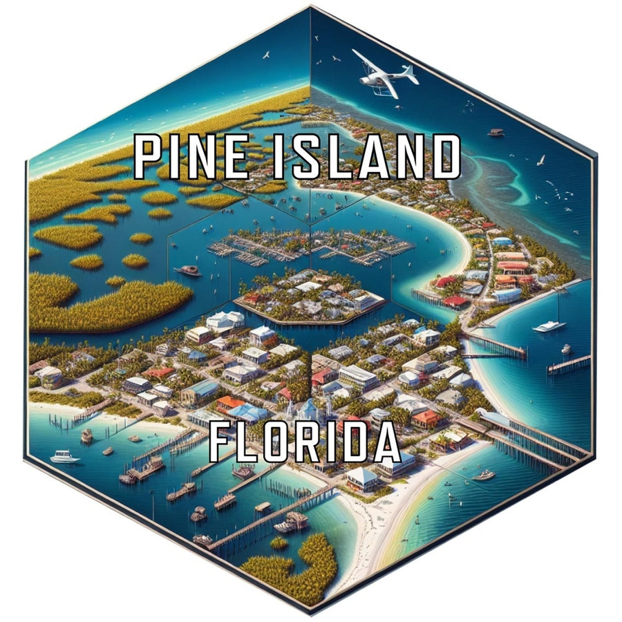 Pine Island Florida Souvenir Travel Destination Die Cut Hexagon Fridge Magnet Image 1