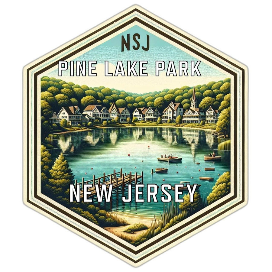 Pine Lake Park Jersey Souvenir Travel Destination Die Cut Hexagon Fridge Magnet Image 1