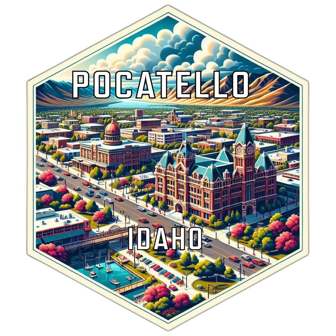 Pocatello Idaho Souvenir Travel Destination Die Cut Hexagon Fridge Magnet Image 1