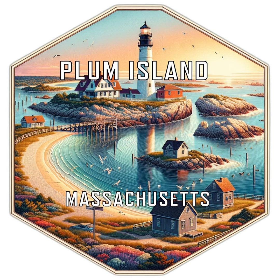 Plum Island Massachusetts Souvenir Travel Destination Die Cut Hexagon Fridge Magnet Image 1