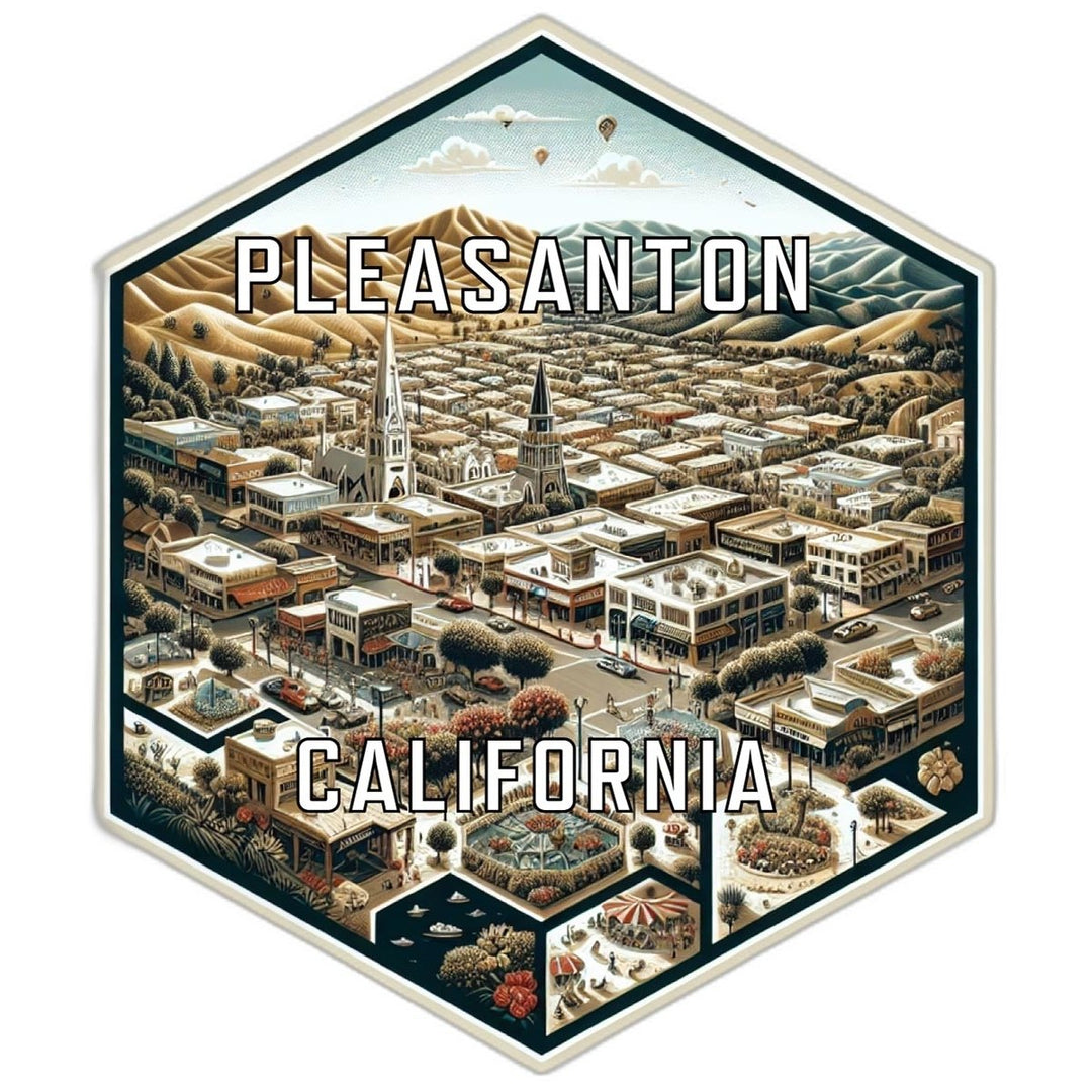 Pleasanton California Souvenir Travel Destination Die Cut Hexagon Fridge Magnet Image 1