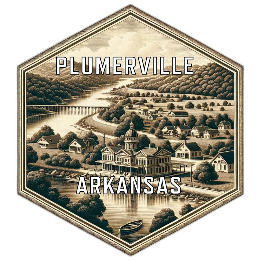 Plumerville Arkansas Souvenir Travel Destination Die Cut Hexagon Fridge Magnet Image 1