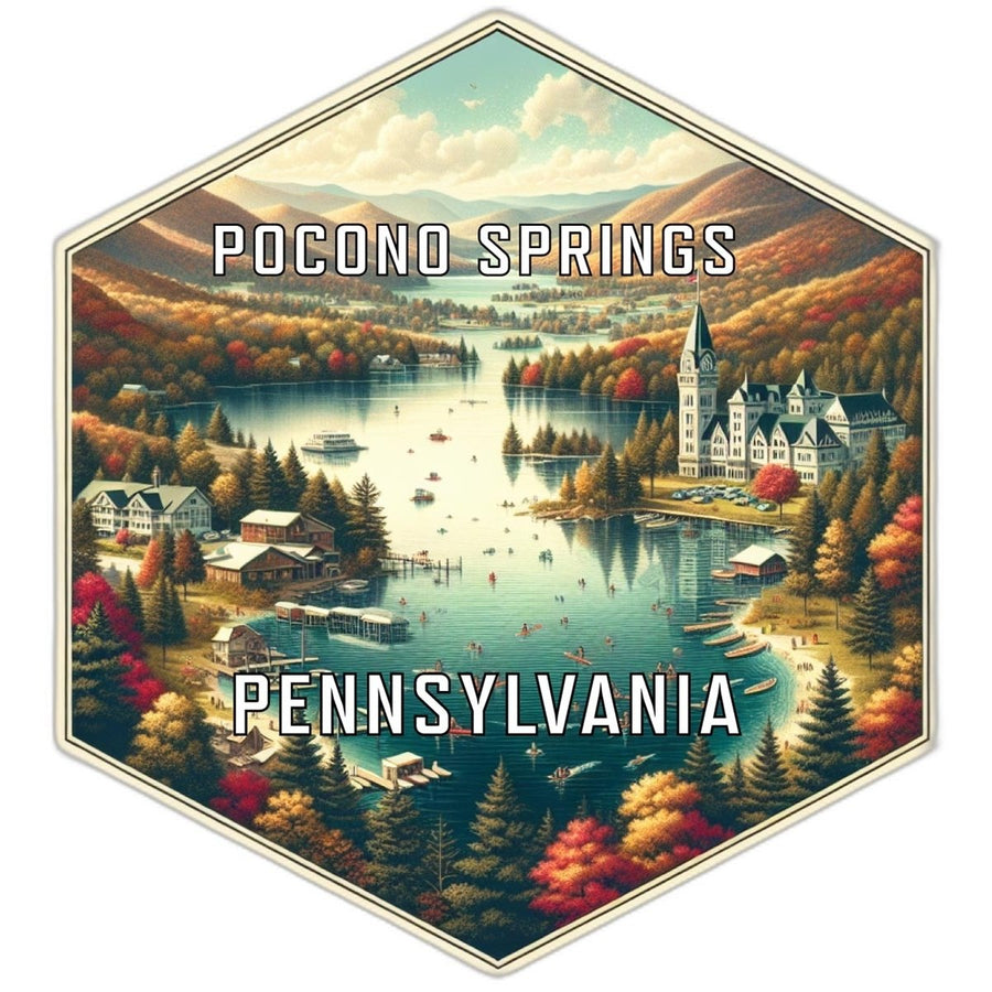 Pocono Springs Pennsylvania Souvenir Travel Destination Die Cut Hexagon Fridge Magnet Image 1