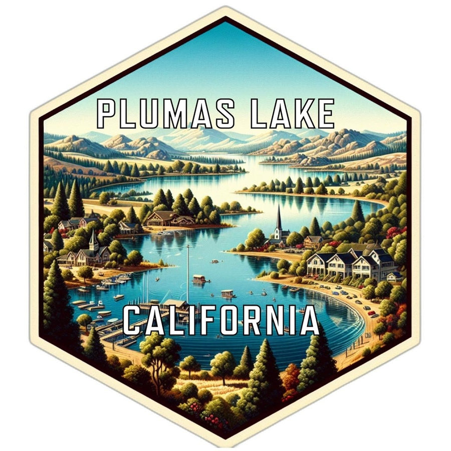 Plumas Lake California Souvenir Travel Destination Die Cut Hexagon Fridge Magnet Image 1