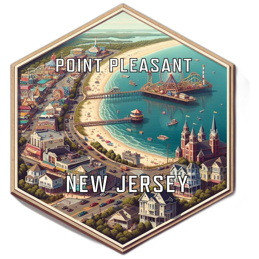 Point Pleasant Jersey Souvenir Travel Destination Die Cut Hexagon Fridge Magnet Image 1